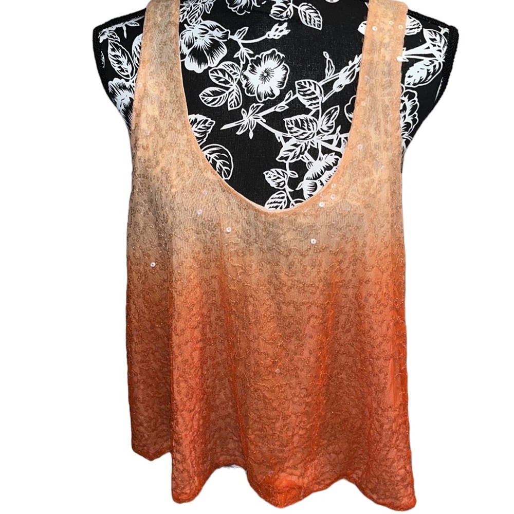 Bar III size XL orange ombré sequin racerback dressy top swing at hem